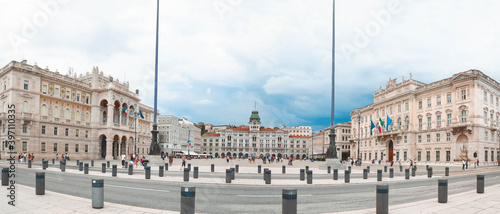 Trieste and Piazza Unità d Italia panoramic view on the square - municipality palace and Lloyd triestino palace