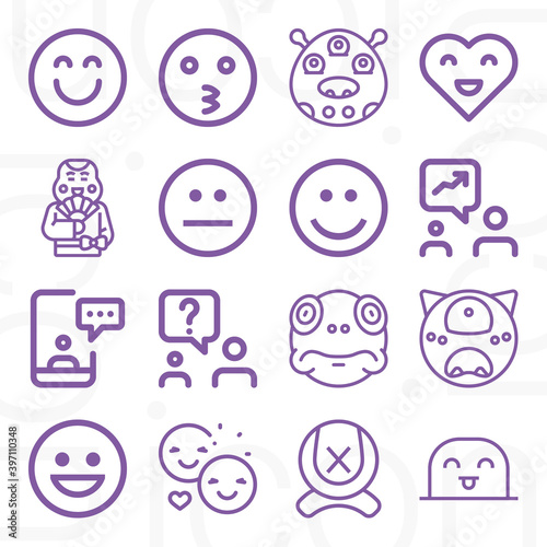 16 pack of feared  lineal web icons set