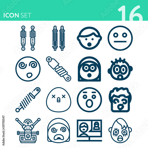 Simple set of 16 icons related to waves