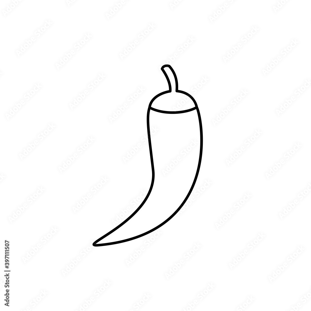Chili pepper outline icon. Food, outline vector illustration.