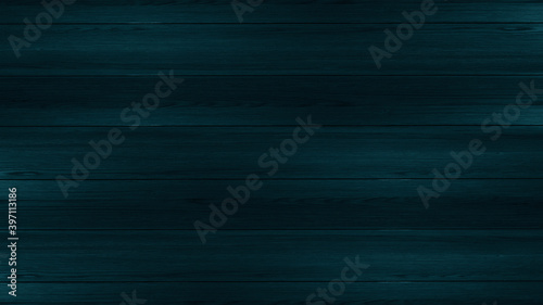 Wood plank texture in Tidewater Green color. Dark empty wood background. Rough, rough surface, finishing material. Abstract background.