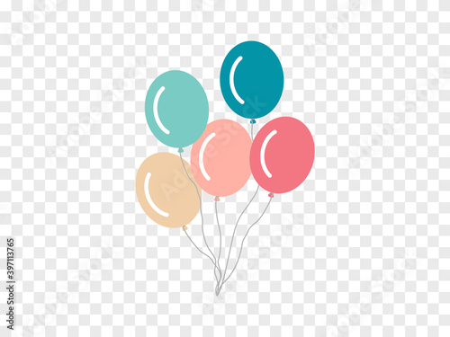 Balloons are aerial vector design elements on an isolated transparent background.