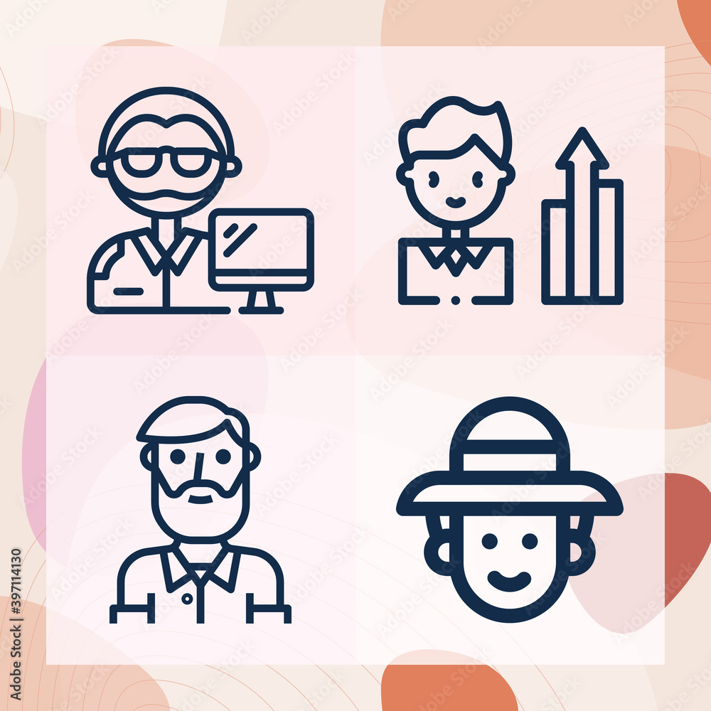 Simple set of subordinate related lineal icons