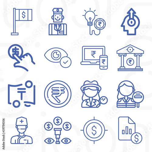 16 pack of economically  lineal web icons set