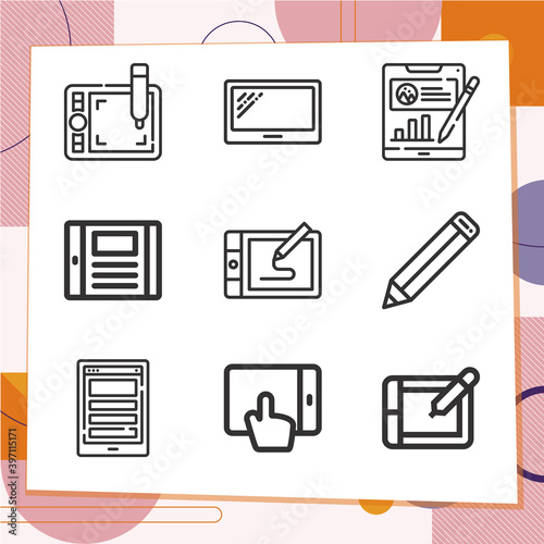 Simple set of 9 icons related to slate