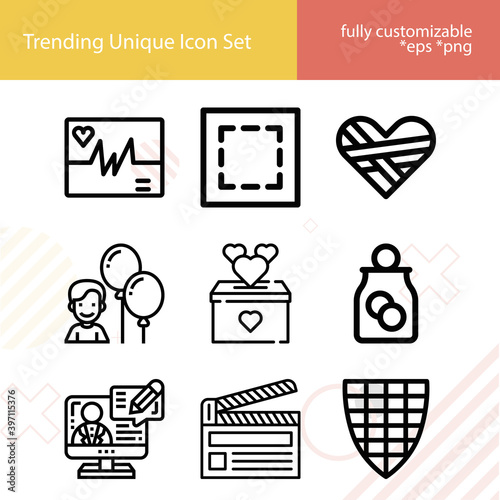 Simple set of homeland related lineal icons.