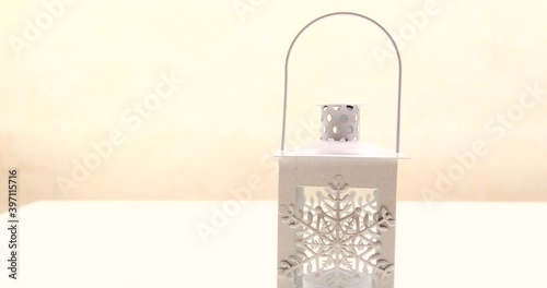 lamp with candles christmas decorative decoration video 4k
