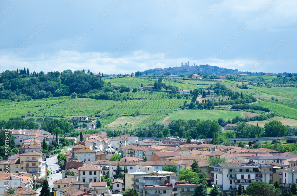Tuscany landscape and buildings. Italy. Beautiful view