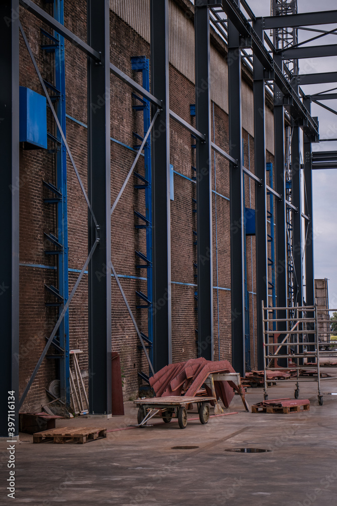 Industrial building with trolley car