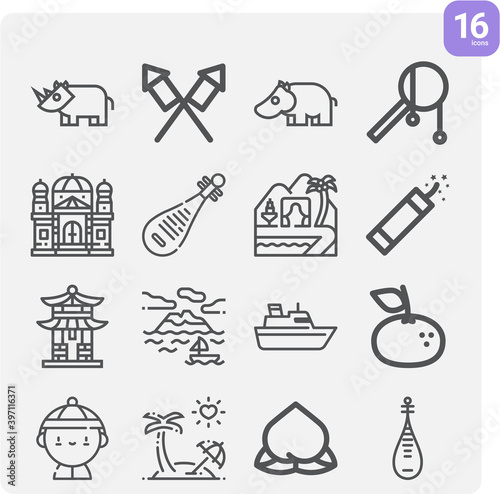 Simple set of mainland related lineal icons.