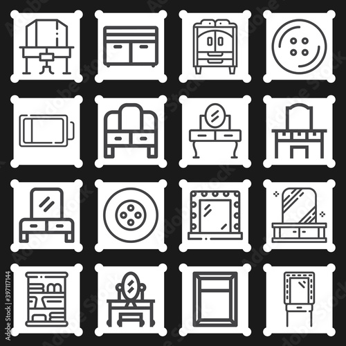 16 pack of reduced lineal web icons set