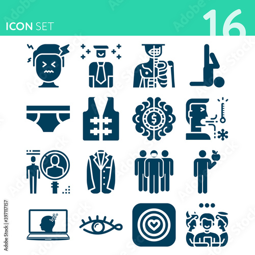 Simple set of 16 icons related to sexuality