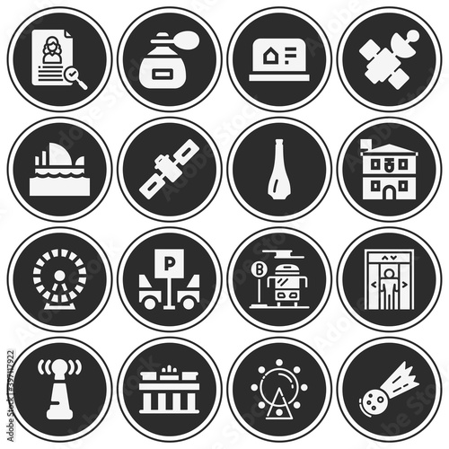 16 pack of travelling  filled web icons set