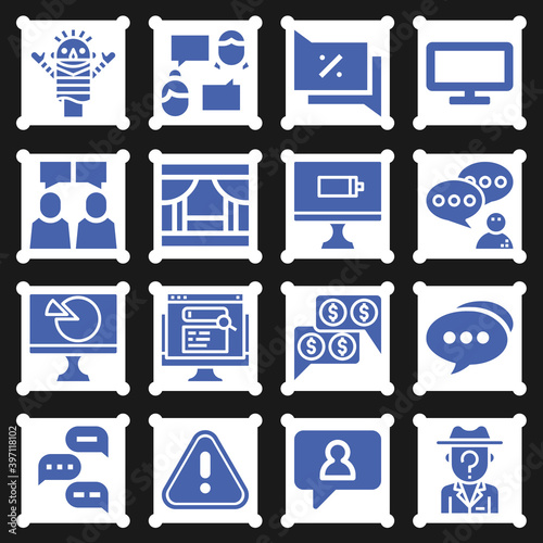 16 pack of reveal  filled web icons set