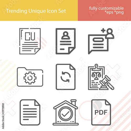 Simple set of charter related lineal icons.