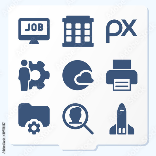Simple set of 9 icons related to execute