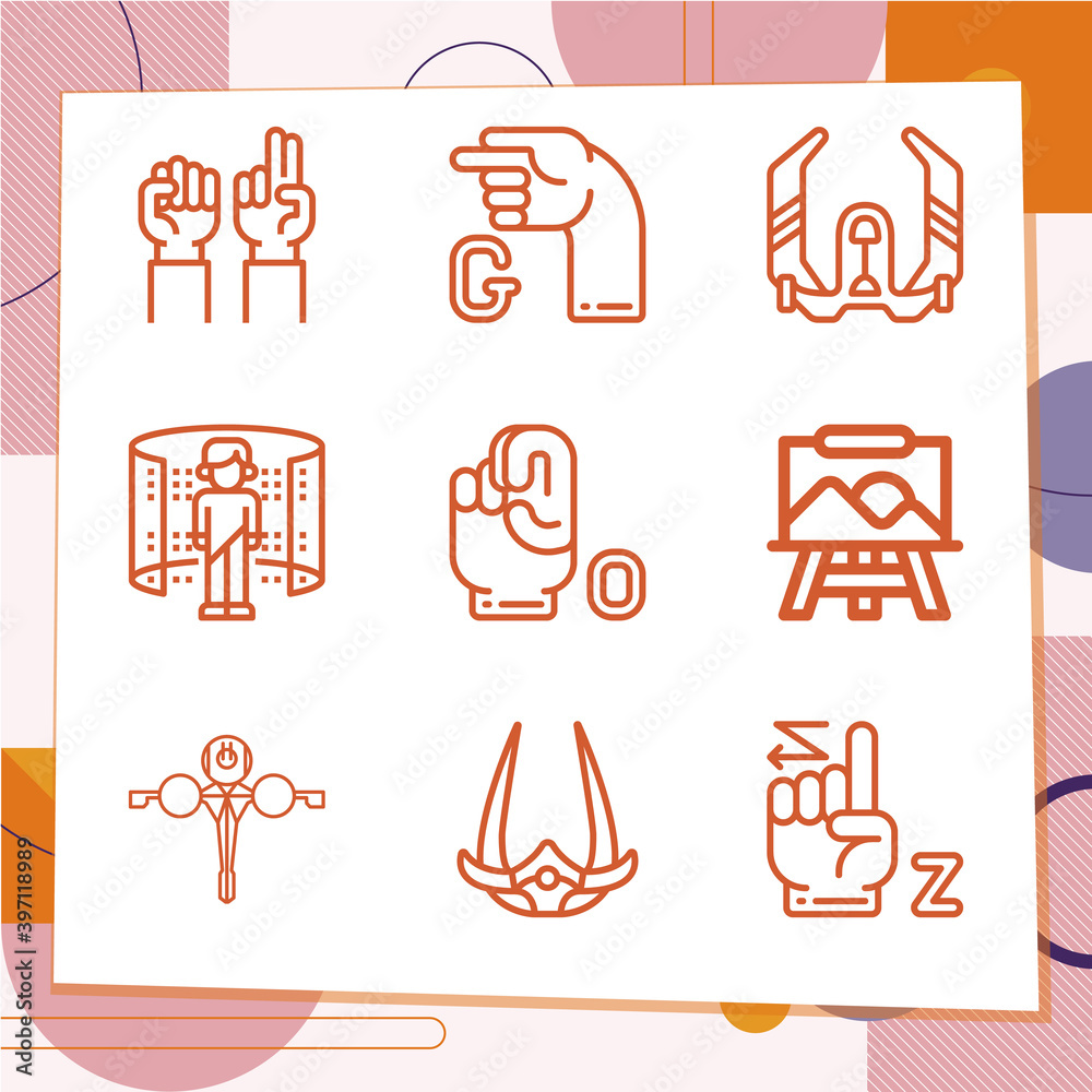 Simple set of 9 icons related to linguistics Simple set of 9 icons related to linguistics