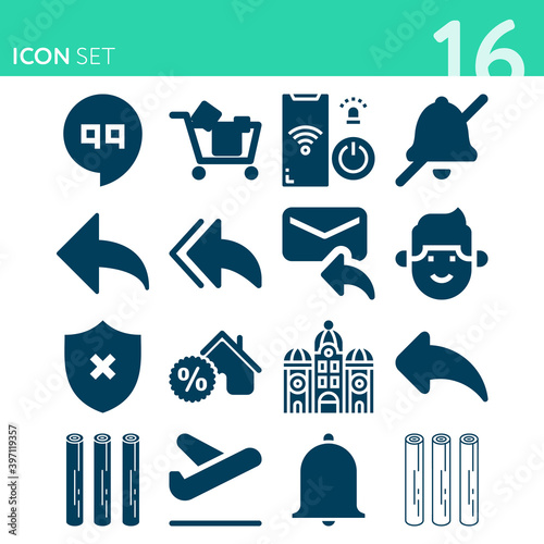 Simple set of 16 icons related to balls