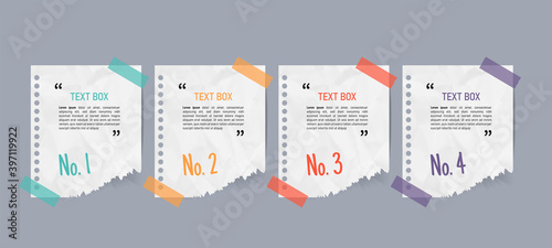 Text box design with note papers.	
