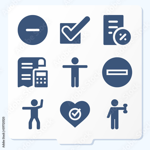 Simple set of 9 icons related to veto