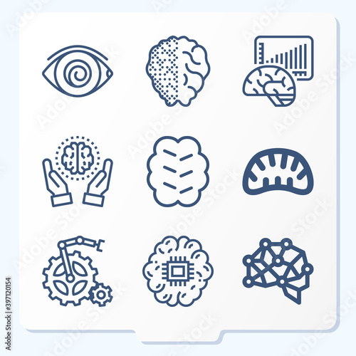 Simple set of 9 icons related to mentality