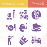 Simple set of creative person related filled icons.