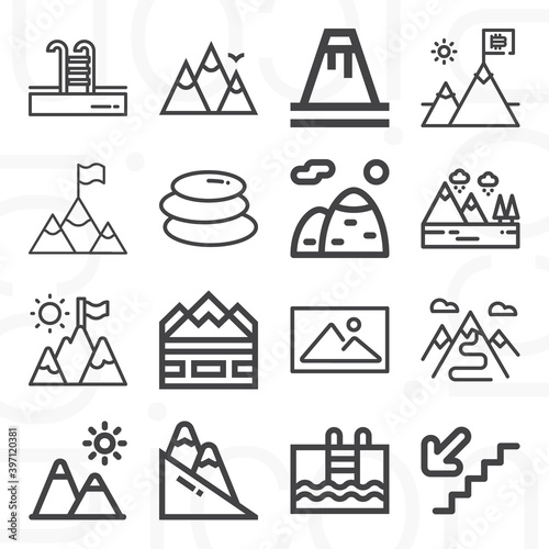 16 pack of climbing  lineal web icons set