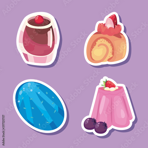 sweet food icon bundle vector design
