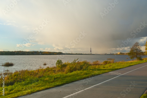 The promenade in Kengarags.Riga,Latvia photo