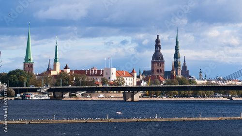 panorama of Riga, old town. Latvian