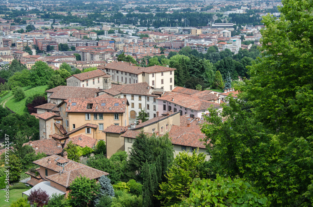 Bergamo buildings in Italy with beautiful view