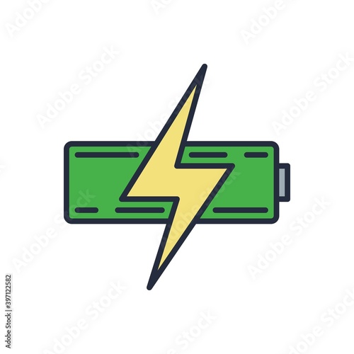 Battery charging icon isolated on white background.