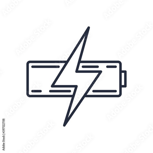 Battery charging icon isolated on white background.