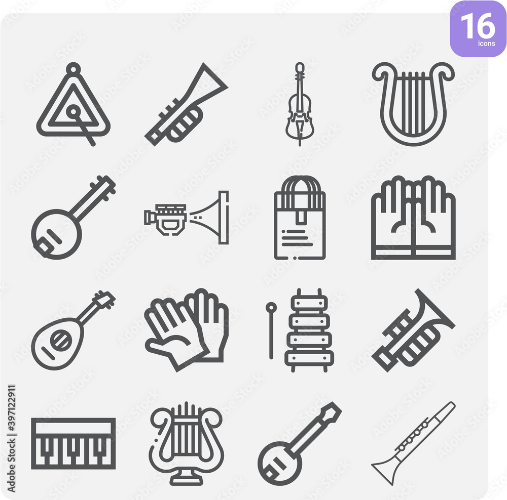 Fototapeta Simple set of strings related lineal icons.
