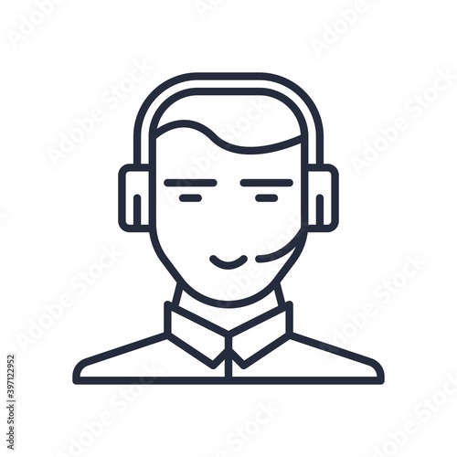 Customer support center operator icon. Vector illustration.