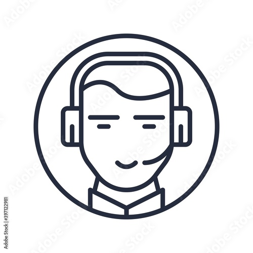 Customer support center operator icon. Vector illustration.