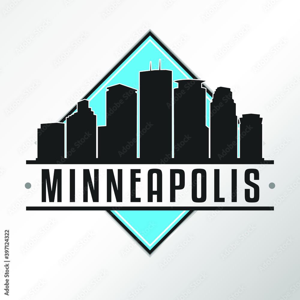 Minneapolis Minnesota Skyline Logo. Adventure Landscape Design. Vector Illustration Cut File.