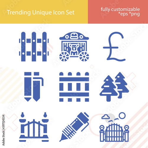 Simple set of enclosure related filled icons.