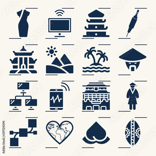 Simple set of mainland related filled icons.
