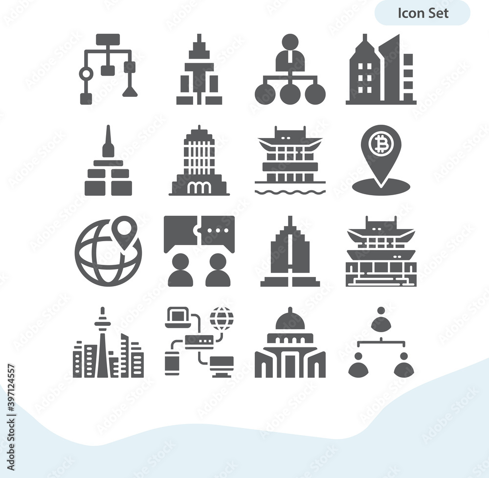 Simple set of authorities related filled icons.