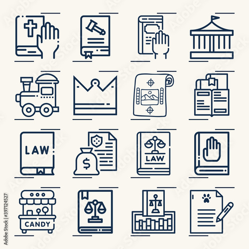 Simple set of copyright related lineal icons.