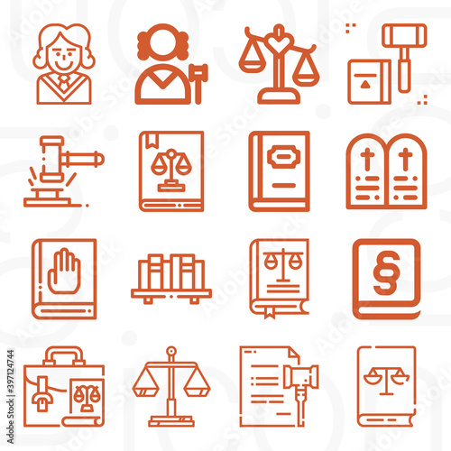 16 pack of admitted  lineal web icons set