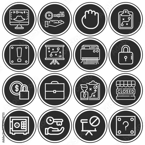 16 pack of closure  lineal web icons set