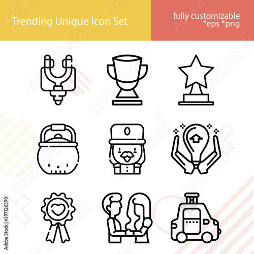 Simple set of esteem related lineal icons.