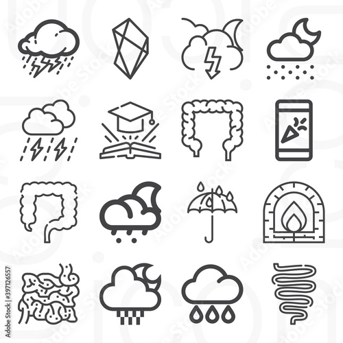 16 pack of hail  lineal web icons set
