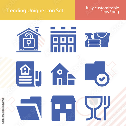 Simple set of tangible related filled icons.