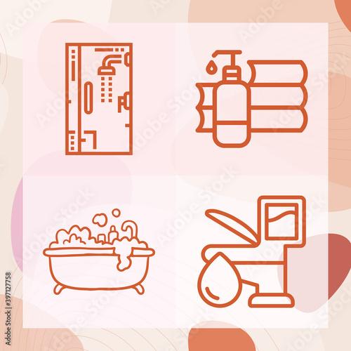 Simple set of water closet related lineal icons