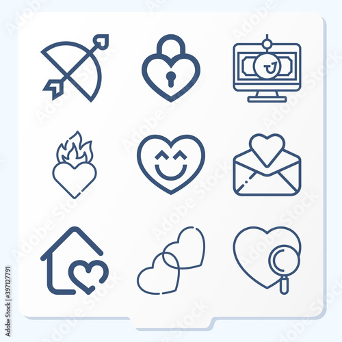 Simple set of 9 icons related to coronary