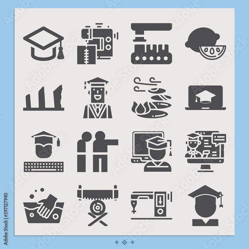 Simple set of mortar related filled icons.