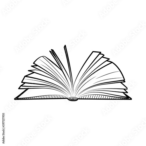 open book with pages, hand draw style